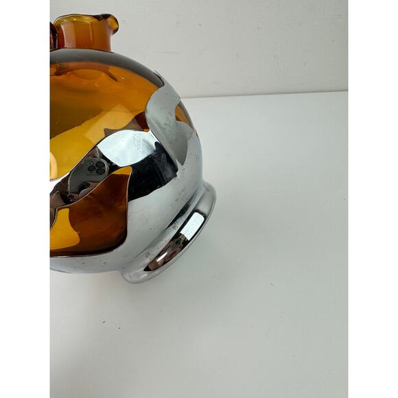 VTG Farber Bros Tilted Pitcher Cambridge Amber Glass Art Deco Cordial Decanter - Picture 5 of 8